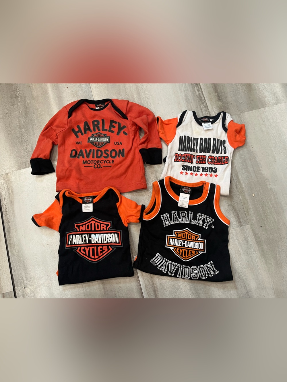 Harley-Davidson Kids Orange & Black Tops - 4-Piece Set